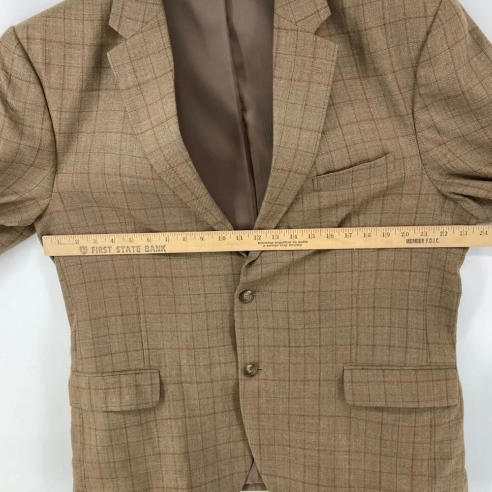 Jos A Bank Sport Coat 46R Brown Wool Silk‎ Blend Two Button Blazer Suit Jacket